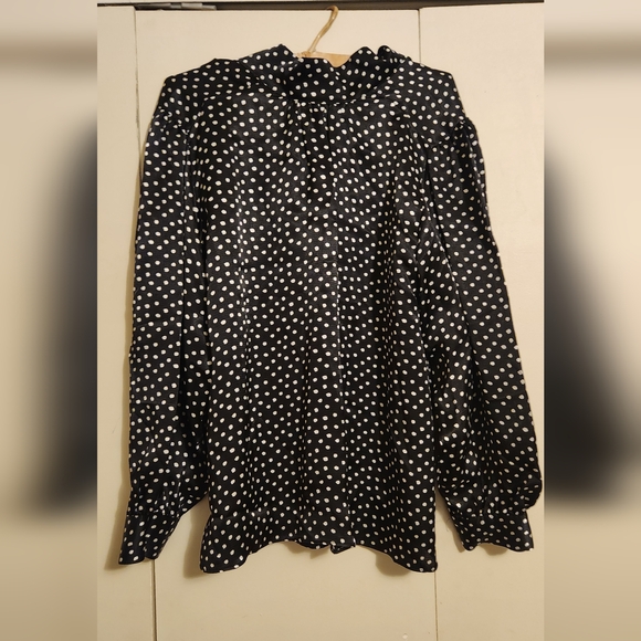 Zara black and white polkadot blouse - Picture 2 of 4